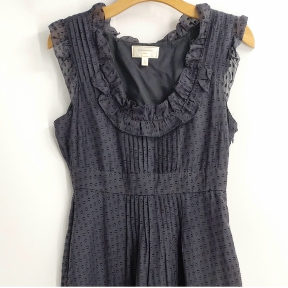 Anthropologie Moulinette Soeurs  Swiss Dot Charcoal Sleeveless Ruffle Dress - Picture 3 of 12